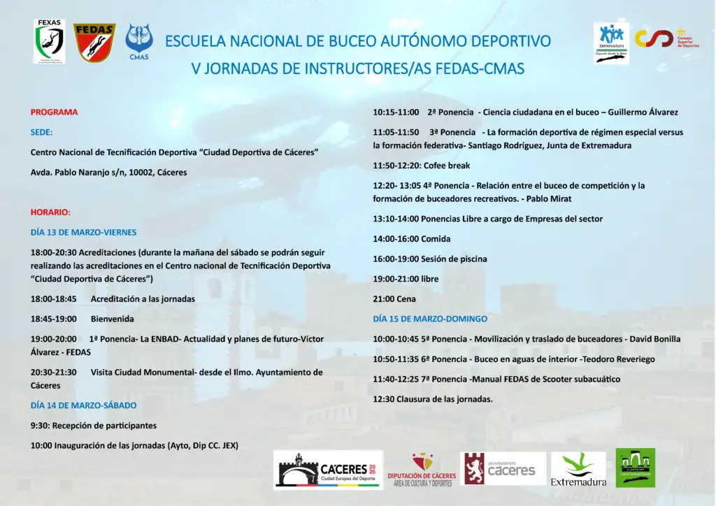 Programa Jornada Instructores FEDAS